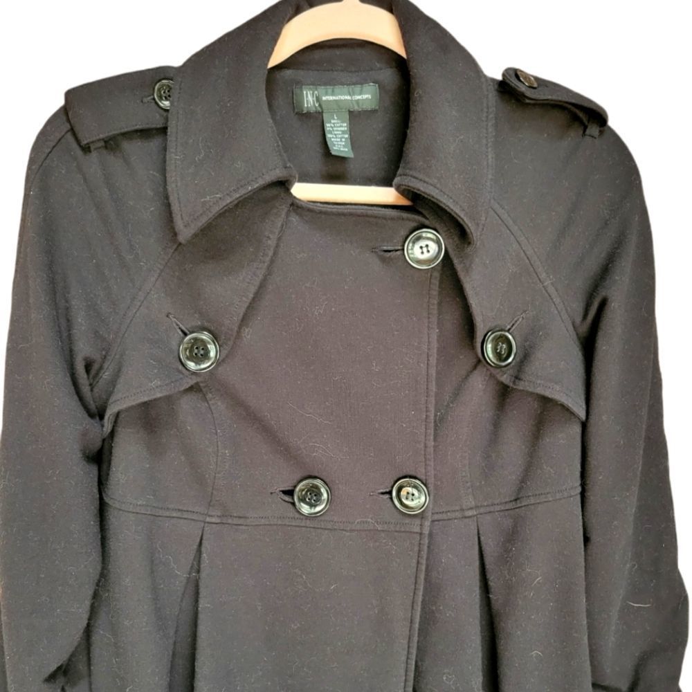 CUTE Cotton Swing Style Pea Coat, oversized buttons